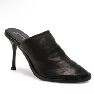 New! Free‎ People Women Leila Heeled Mule Soft Black Leather Slip On